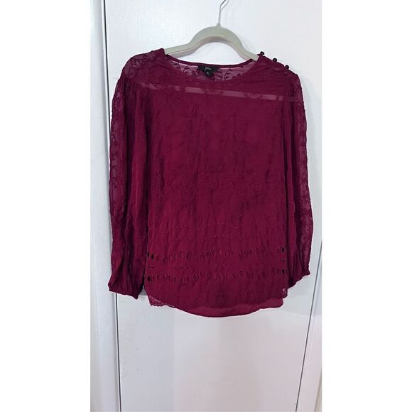 J CREW BURGUNDY LACE TOP W/ CAMI WOMENS SIZE XL - Picture 2 of 11